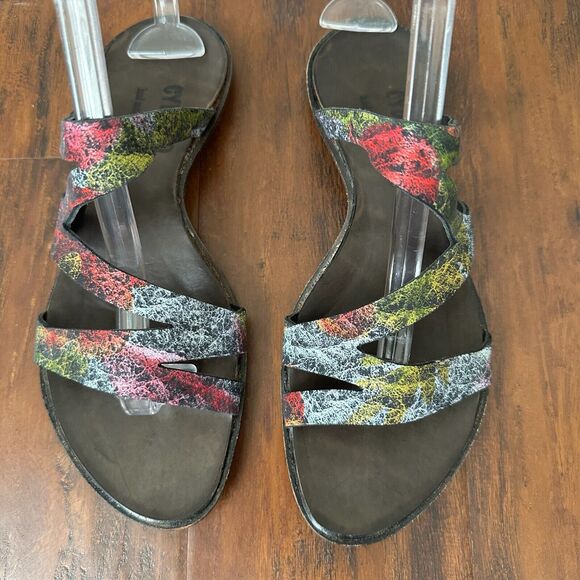 CYDWOQ Vintage Strappy Open-Toe Sandals Artsy Multi Leather USA MADE - Picture 3 of 12